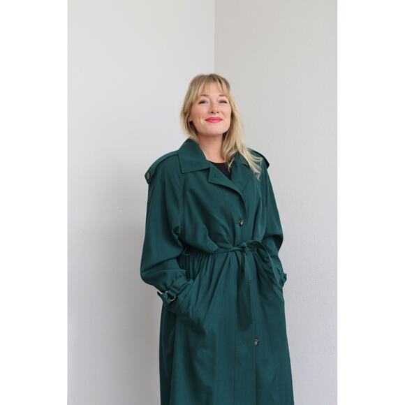 1980's Vintage Classic Evergreen Full Length Belted Trench Coat ~ Women's MD LG - Picture 11 of 11